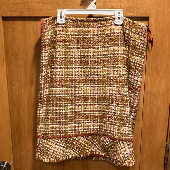 Kasper Tweed 2 piece Suit Blazer jacket & Skirt  14 petite orange/cream/green - Picture 4 of 8